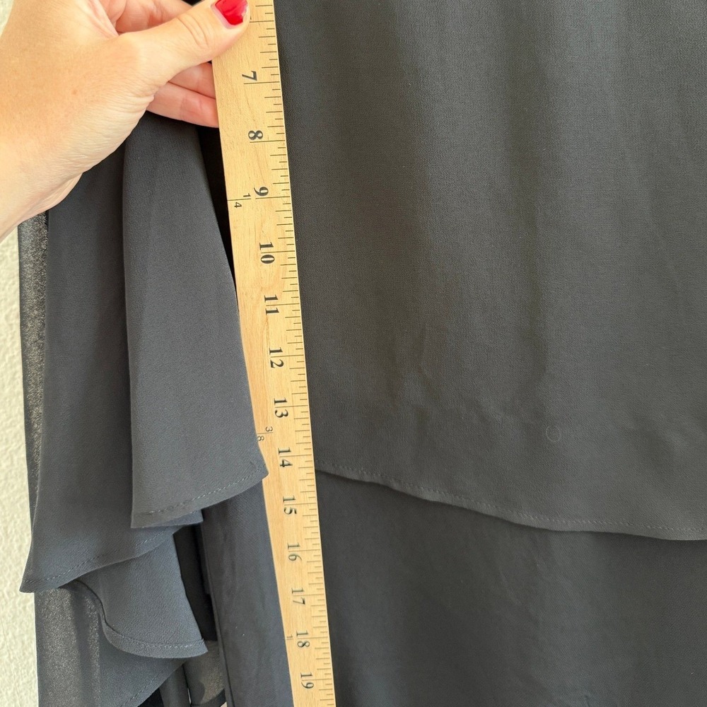 Zara Woman Black Layered Chiffon Blouse Sheer Long Open Sleeve Smocked Cuff M - Picture 9 of 9
